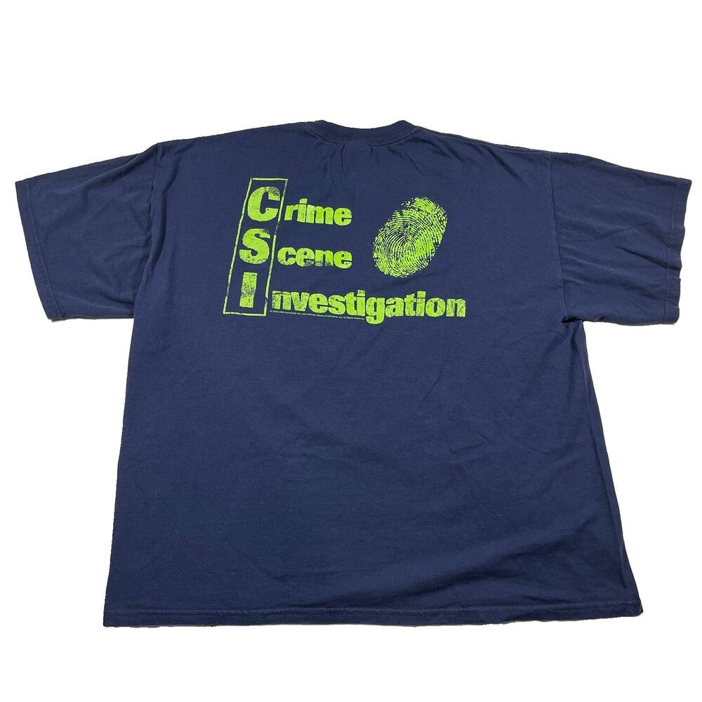 Y2K CSI Crime Scene Investigation Graphic T-Shirt Navy XXL